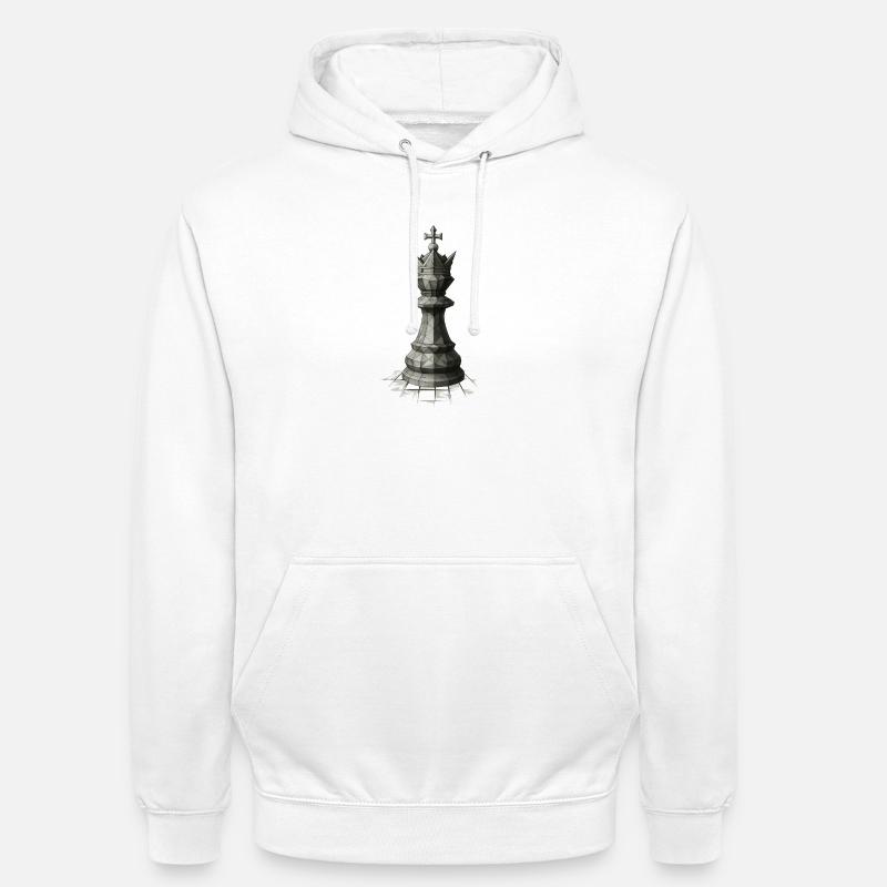 Chess King on Board – Dark Strategy Illustrations - Unisex Hoodie - white
