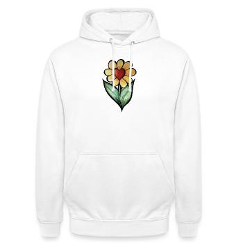 Herzblumen-Aquarell - Unisex Hoodie - Weiß - Vorne - AI Model Male 185 dark (185cm) & AI Model Female 172 dark (172cm)