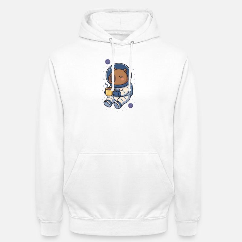 Capybara Astronaute – Café dans l’espace ☕🪐 - Sweat-shirt à capuche unisexe - blanc