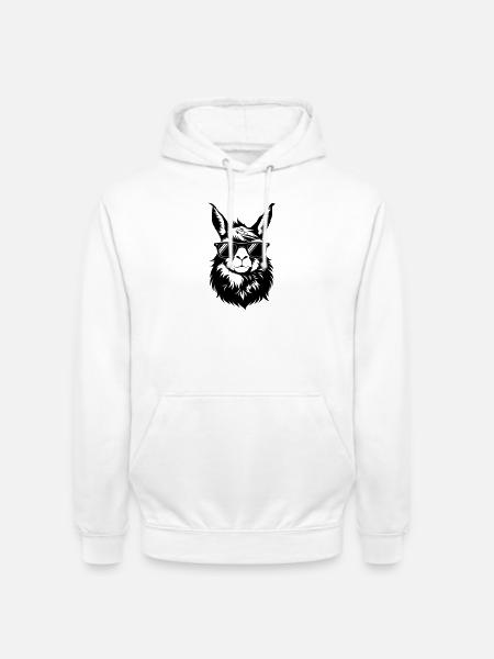 Cool llama head with sunglasses - Unisex Hoodie - white