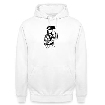 VR Gamer - Unisex Hoodie - Weiß - Vorne - AI Model Male 185 dark (185cm) & AI Model Female 172 dark (172cm)
