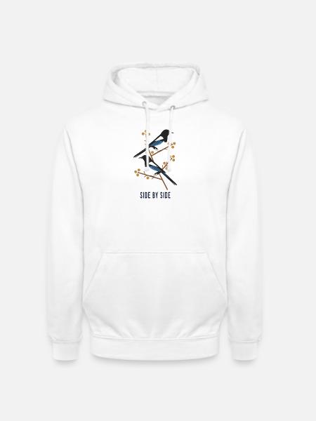 Side by Side – Zwei Vögel - Unisex Hoodie - Weiß