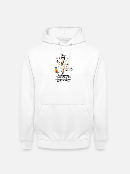 Lama mit Puzzle-Power Autismus - Unisex Hoodie - Weiß