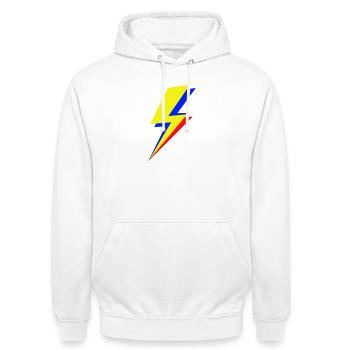 Geometric multicolor lightning bolt - Unisex Hoodie - white - Front - AI Model Male 185 dark (185cm) & AI Model Female 172 dark (172cm)