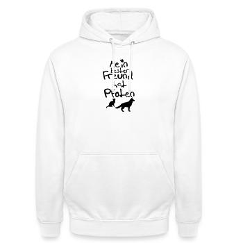 Bester Freund mit Pfoten Geschenk - Unisex Hoodie - Weiß - Vorne - AI Model Male 185 dark (185cm) & AI Model Female 172 dark (172cm)