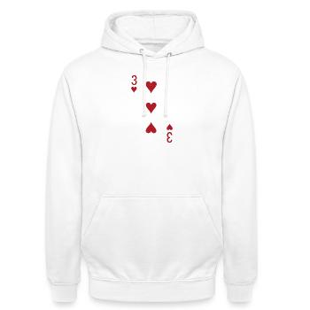 Three Hearts Double Head Card Rome Poker - Unisex Hoodie - white - Front - AI Model Male 185 dark (185cm) & AI Model Female 172 dark (172cm)