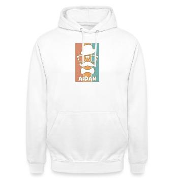Cadeau pour Aidan - Sweat-shirt à capuche unisexe - blanc - Devant - AI Model Male 185 dark (185cm) & AI Model Female 172 dark (172cm)