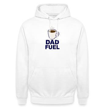 Dad Fuel – Kaffeebetriebenes Papa-Design - Unisex Hoodie - Weiß - Vorne - AI Model Male 185 dark (185cm) & AI Model Female 172 dark (172cm)