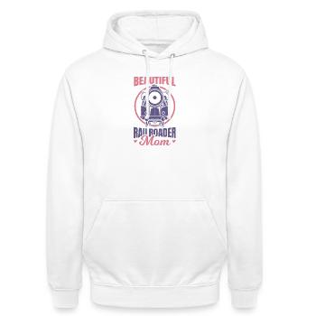 Eisenbahner Mama - Unisex Hoodie - Weiß - Vorne - AI Model Male 185 dark (185cm) & AI Model Female 172 dark (172cm)