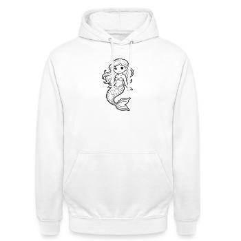 Meerjungfrau - Unisex Hoodie - Weiß - Vorne - AI Model Male 185 dark (185cm) & AI Model Female 172 dark (172cm)