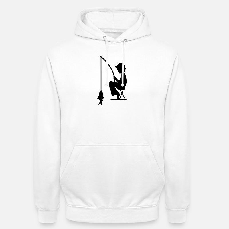 Junge angelt einen Fisch - Unisex Hoodie - Weiß