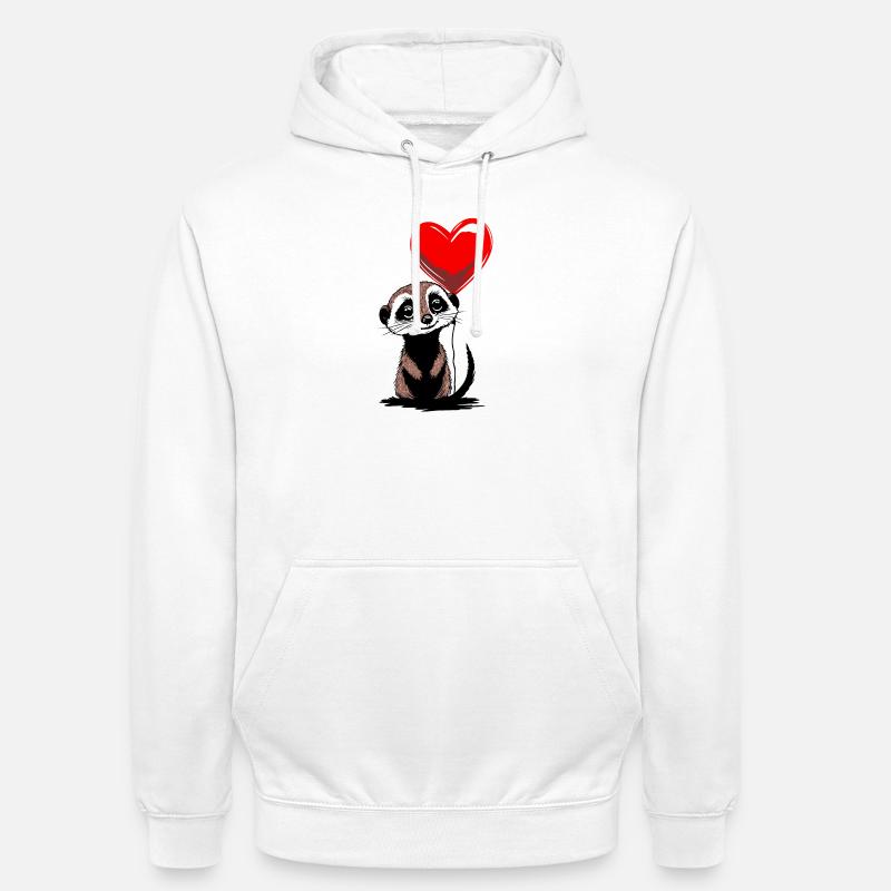 Erdmännchen Herz Luftballon - Heartful Creatures - Unisex Hoodie - Weiß