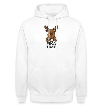Tasse à café de renne mignon Design Fika Time - Sweat-shirt à capuche unisexe - blanc - Devant - AI Model Male 185 dark (185cm) & AI Model Female 172 dark (172cm)