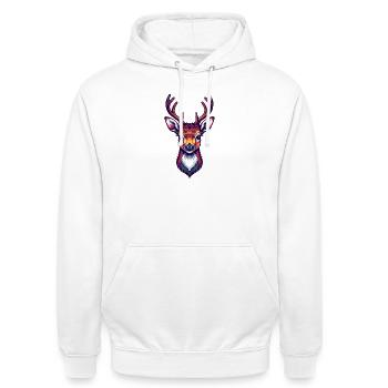 Hirschkopf cool niedlich - Unisex Hoodie - Weiß - Vorne - AI Model Male 185 dark (185cm) & AI Model Female 172 dark (172cm)