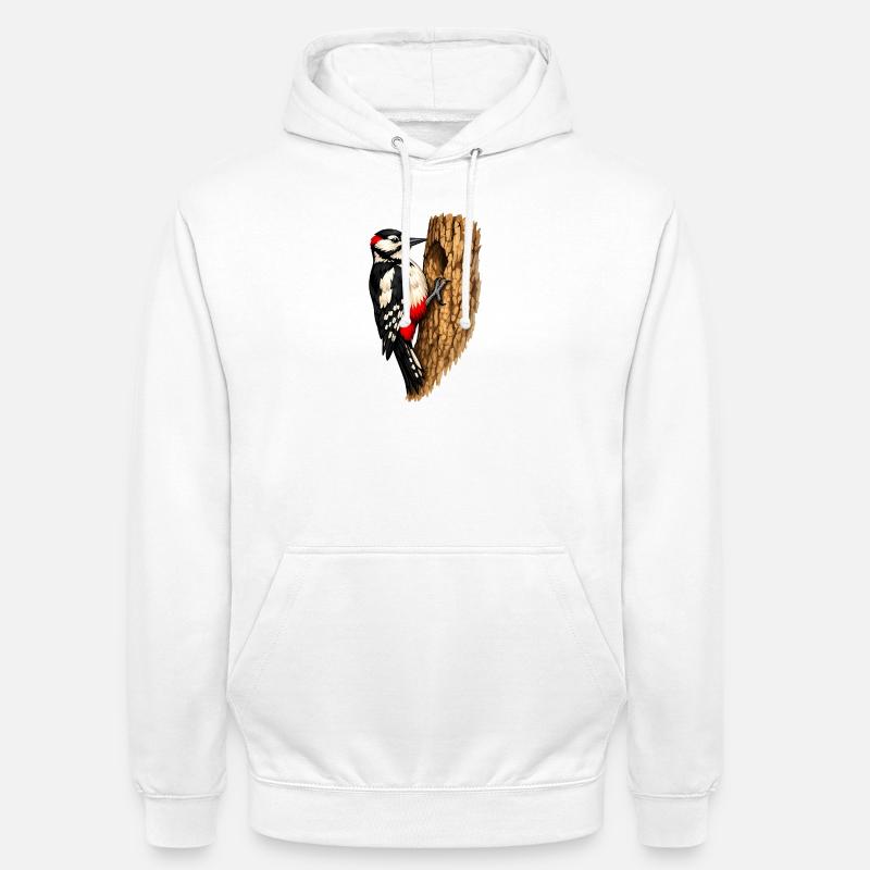 Pic dans un arbre - Sweat-shirt à capuche unisexe - blanc