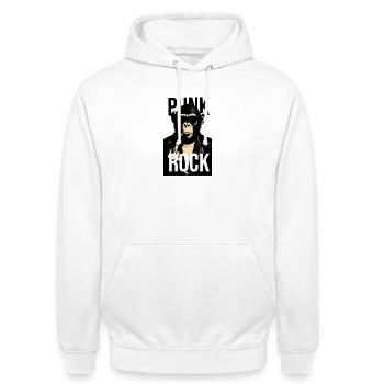 Felschimpansen-Rebellenporträt - Unisex Hoodie - Weiß - Vorne - AI Model Male 185 dark (185cm) & AI Model Female 172 dark (172cm)