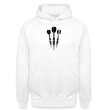 Dartpfeil Symbol - Unisex Hoodie - Weiß - Vorne - AI Model Male 185 dark (185cm) & AI Model Female 172 dark (172cm)