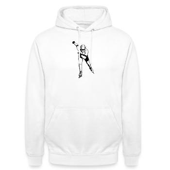 Schlittschuh - Unisex Hoodie - Weiß - Vorne - AI Model Male 185 dark (185cm) & AI Model Female 172 dark (172cm)