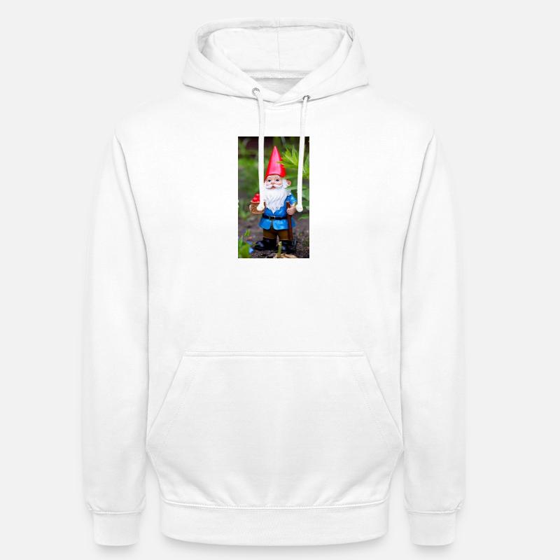 Gartengnom mit Korb - Unisex Hoodie - Weiß