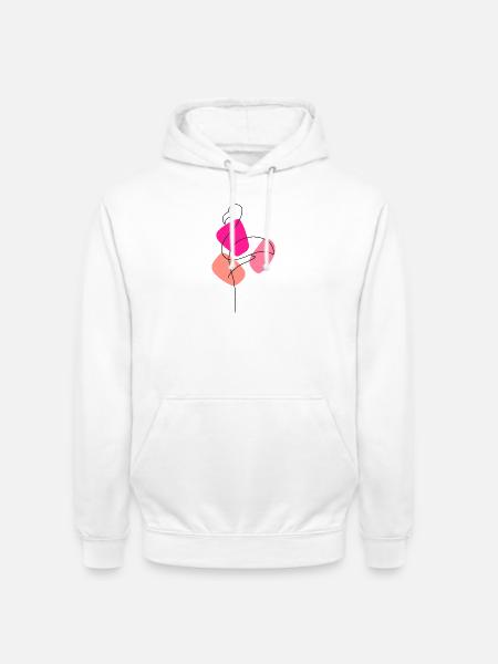 Lineart Flamingo mit Farbunterlegung - Unisex Hoodie - Weiß