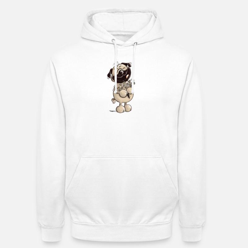 Süßer Mops - Möpse - Mopsfideler Mops - Geschenk - Unisex Hoodie - Weiß