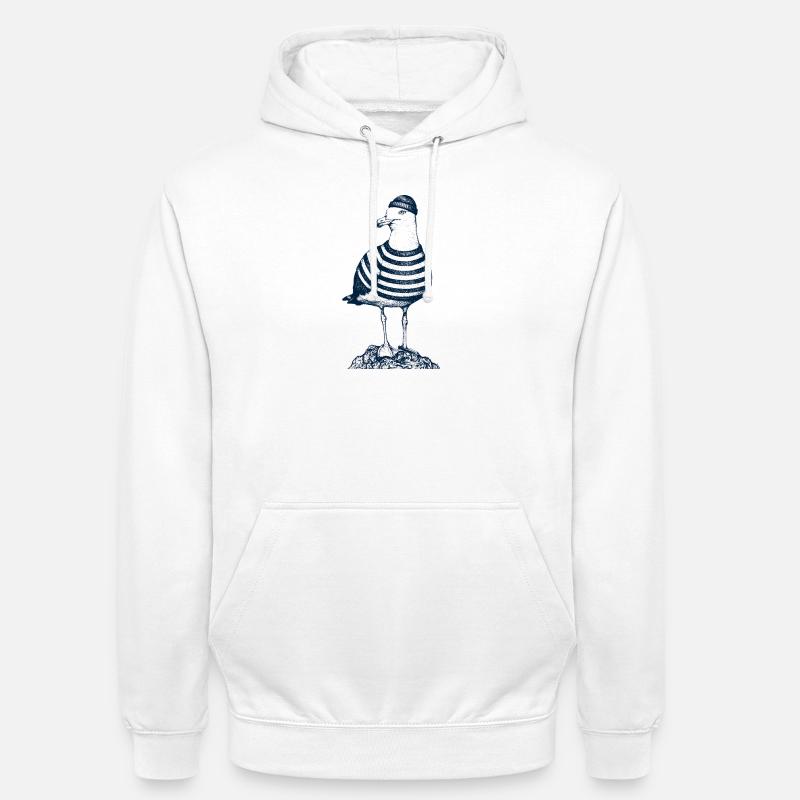 Möwe mit Pulli - Unisex Hoodie - Weiß