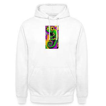 chameleon - Unisex Hoodie - white - Front - AI Model Male 185 dark (185cm) & AI Model Female 172 dark (172cm)