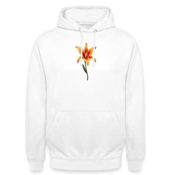 Lilie - Unisex Hoodie - Weiß - Vorne - AI Model Male 185 dark (185cm) & AI Model Female 172 dark (172cm)