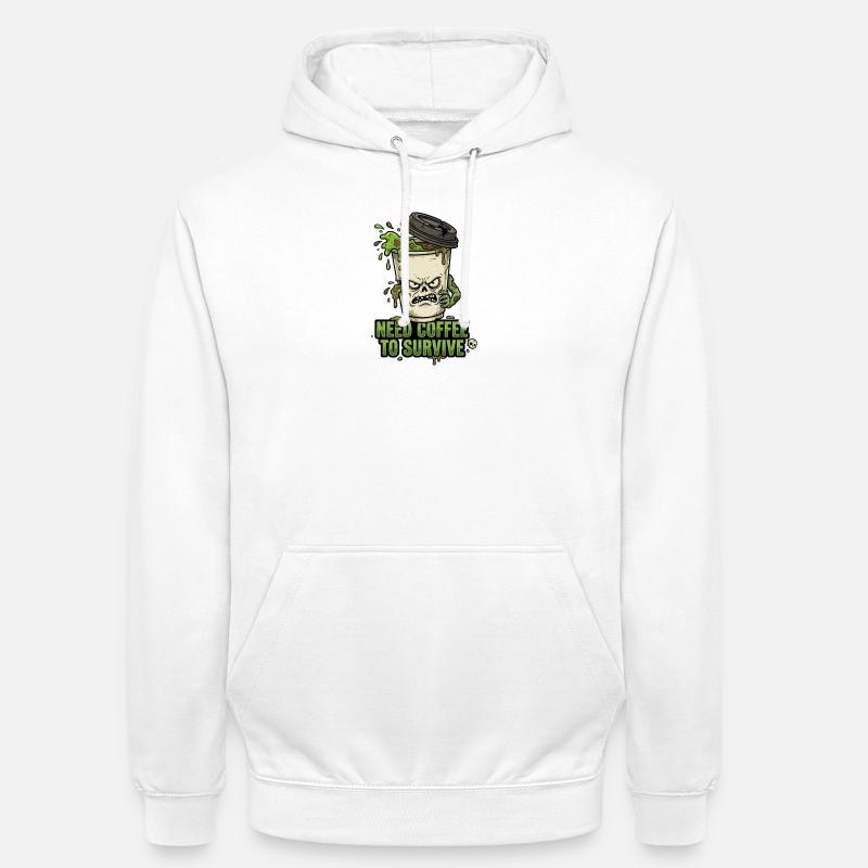 Café Zombie Need Coffee - Sweat-shirt à capuche unisexe - blanc