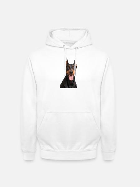 Dobermann-Hundeporträt - Unisex Hoodie - Weiß