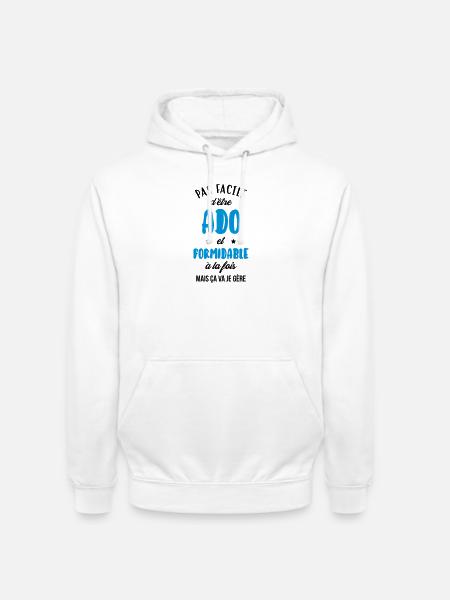 adolescent / enfant / ado / adolescente - Sweat-shirt à capuche unisexe - blanc