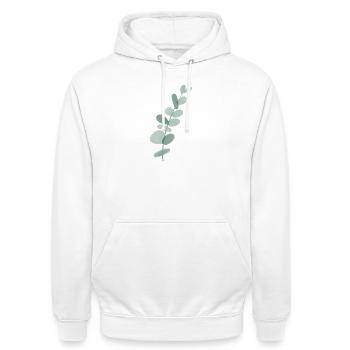 Eukalyptus - Unisex Hoodie - Weiß - Vorne - AI Model Male 185 dark (185cm) & AI Model Female 172 dark (172cm)