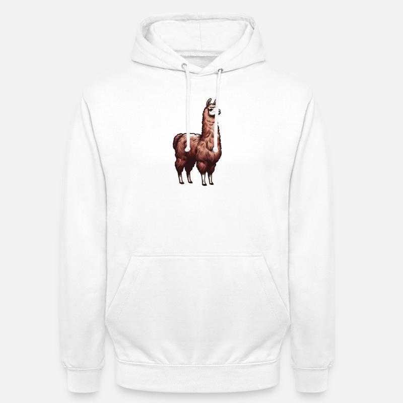 Lama brun - Sweat-shirt à capuche unisexe - blanc