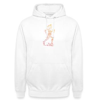 Puristisches Running Thema - Unisex Hoodie - Weiß - Vorne - AI Model Male 185 dark (185cm) & AI Model Female 172 dark (172cm)