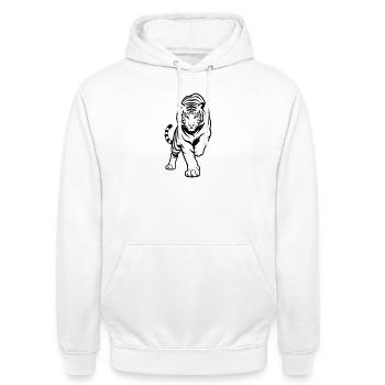 Tiger - Unisex Hoodie - Weiß - Vorne - AI Model Male 185 dark (185cm) & AI Model Female 172 dark (172cm)