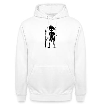 Figurine d’Orc Gobelin - Sweat-shirt à capuche unisexe - blanc - Devant - AI Model Male 185 dark (185cm) & AI Model Female 172 dark (172cm)