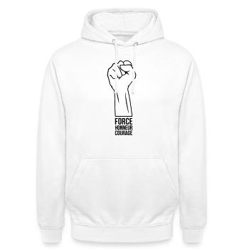 Force Honneur Courage - Sweat-shirt à capuche unisexe - blanc - Devant - AI Model Male 185 dark (185cm) & AI Model Female 172 dark (172cm)