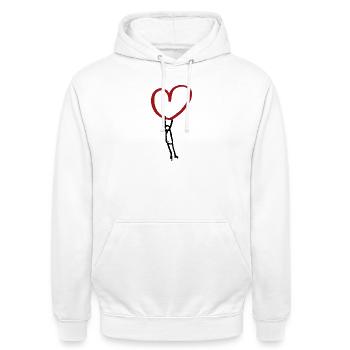 Figur und Herz Streetart Style - Unisex Hoodie - Weiß - Vorne - AI Model Male 185 dark (185cm) & AI Model Female 172 dark (172cm)