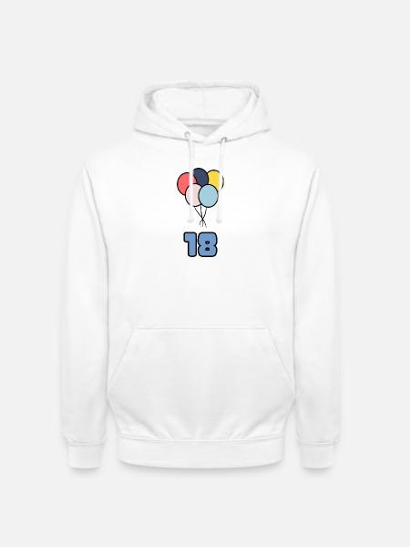 18. 18 ANNI. 18° ANNIVERSARIO. COMPLEANNO 18 ANNI. - Felpa con cappuccio unisex - bianco
