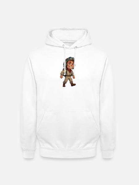 Niedlicher Cartoon-Kampfpilot - Unisex Hoodie - Weiß