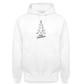 Minimalistische Tanne Merry Christmas - Unisex Hoodie - Weiß - Vorne - AI Model Male 185 dark (185cm) & AI Model Female 172 dark (172cm)