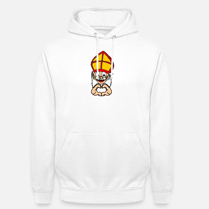 Sinterklaas mit Handgestenherz - Unisex Hoodie - Weiß