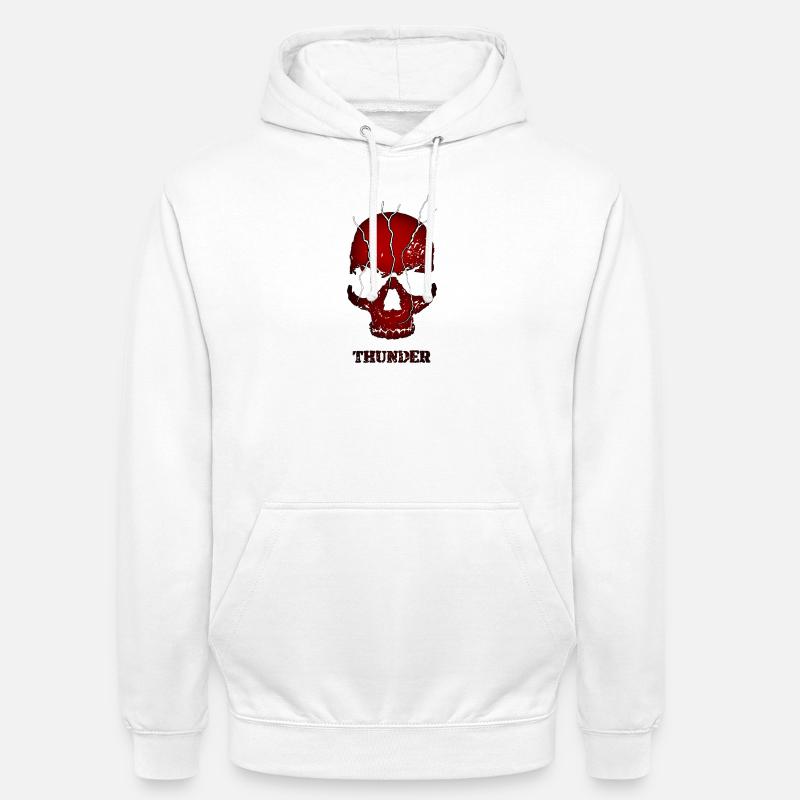 Exploding Thunder Skull - Unisex Hoodie - white