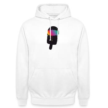 Regenbogen Eis Silhouette Street Art Style  - Unisex Hoodie - Weiß - Vorne - AI Model Male 185 dark (185cm) & AI Model Female 172 dark (172cm)