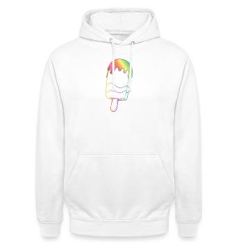 Contour de glace arc-en-ciel style néon - Sweat-shirt à capuche unisexe - blanc - Devant - AI Model Male 185 dark (185cm) & AI Model Female 172 dark (172cm)