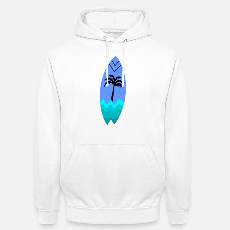 Planche Palmier Turquoise - Sweat-shirt à capuche unisexe - blanc