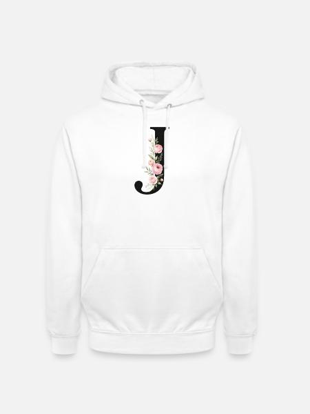 J Buchstabe Monogram Floral - Unisex Hoodie - Weiß