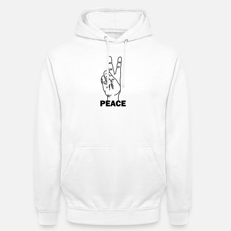 Hand gesture peace with peace text - Unisex Hoodie - white