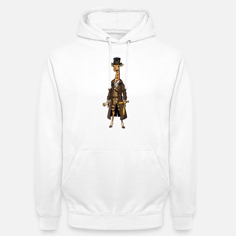 Giraffe Explorer Steampunk Chic Zylinder - Unisex Hoodie - Weiß