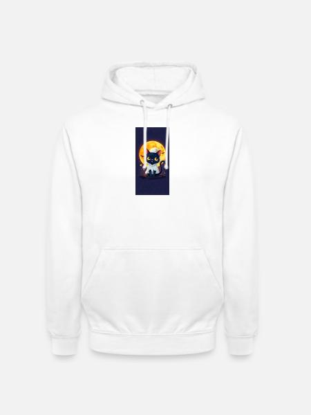 Moonlight Cat in Ghost Cloak - Unisex Hoodie - white